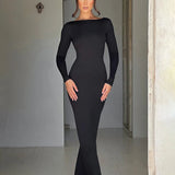 Bodycon Elegant Long Backless Nightclub Sexy Autumn Winter Maxi Dress