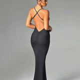 Bodycon Elegant Long Spaghetti Strap Backless Sexy Spring Summer Maxi Dress