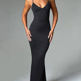 Bodycon Elegant Long Spaghetti Strap Backless Sexy Spring Summer Maxi Dress