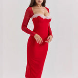 Bodycon Elegant Strapless Autumn Winter Nightclub Sexy Midi Dress