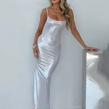Sparkle Glittar Bodycon Elegant Long Spaghetti Strap Sexy Party Maxi Dress