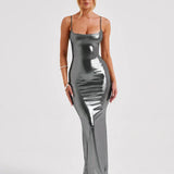 Sparkle Glittar Bodycon Elegant Long Spaghetti Strap Sexy Party Maxi Dress