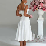 A-line Long Spaghetti Strap Summer Backless Split Nightclub Sexy Midi Dress
