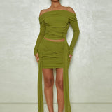 Tassels Party Strapless Crop Top Skirts Bodycon Autumn Winter 2 Piece Dress