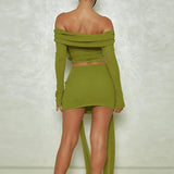 Tassels Party Strapless Crop Top Skirts Bodycon Autumn Winter 2 Piece Dress