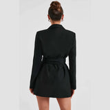 Temperament Bandage Suit Autumn Winter Deep V Neck Sexy Party Mini Dress