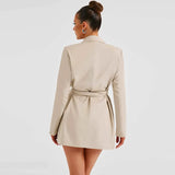 Temperament Bandage Suit Autumn Winter Deep V Neck Sexy Party Mini Dress
