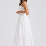 Waist Wrap A-line Long Hollow Out Spring Summer Backless Sexy Party Bandage Midi Dress