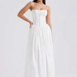 Waist Wrap A-line Long Hollow Out Spring Summer Backless Sexy Party Bandage Midi Dress