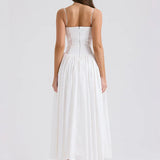 Waist Wrap A-line Long Hollow Out Spring Summer Backless Sexy Party Bandage Midi Dress