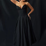 Waist Wrap Fishbone A-line Long Spring Summer Backless Nightclub Sexy Midi Dress