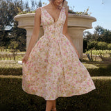 Waist Wrap A-line Spaghetti Strap Spring Summer Elegant Long Sexy Midi Dress