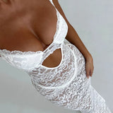 Lace Slim Bodycon Spaghetti Strap Long Backless Nightclub Sexy Summer Maxi Dress