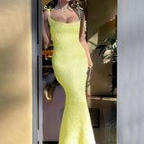 Jacquard Fit Long Wind Summer Women Maxi Dress