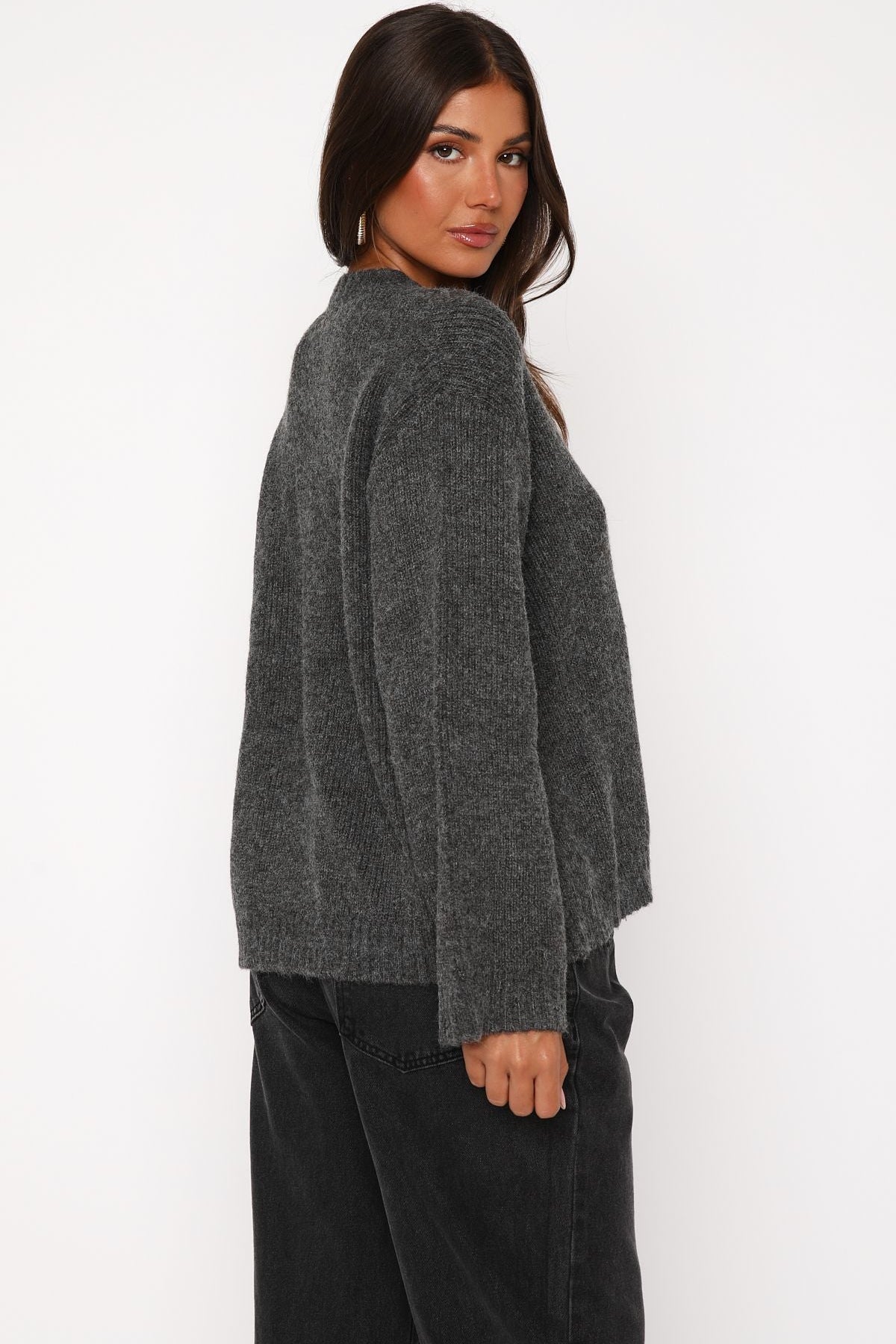 Flashback Knit Cardigan Charcoal
