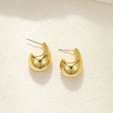 Chunky Dome Gold Plated Metal Teardrop Lightweight Statement Wedding Jewelry Earring