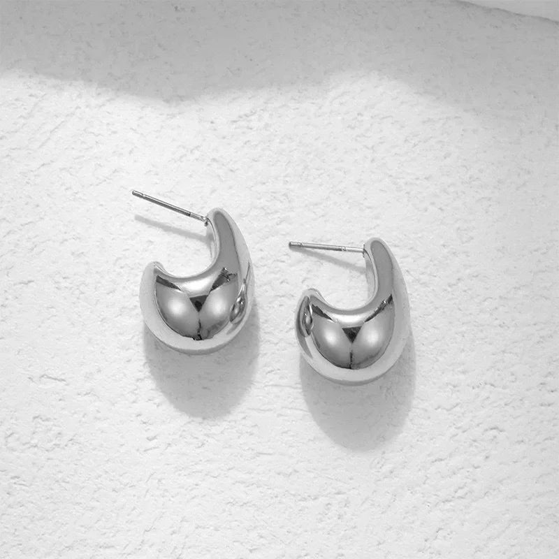Chunky Dome Gold Plated Metal Teardrop Lightweight Statement Wedding Jewelry Earring