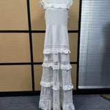 Elegant White Lace Off Shoulder Boho Dress