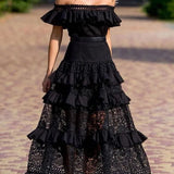 Elegant White Lace Off Shoulder Boho Dress