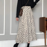 Vintage A-line Pleated Drawstring Elastic Waist Midi Skirt
