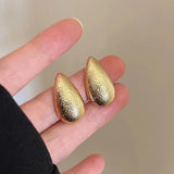 Gold Plated Frosting Drop Women Glossy Stainless Steel Thick TearDrop Jewelry Gifts Earring