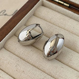 Gold Plated Smooth Metal Hoop Women Glossy Shiny French Luxury Fashion Statement Jewelry Earring