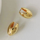 Gold Plated Smooth Metal Hoop Women Glossy Shiny French Luxury Fashion Statement Jewelry Earring