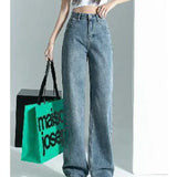Vintage Spring High Waist Cargo Wide Leg Jeans