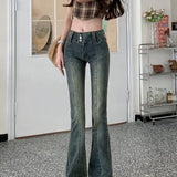 Vintage Brown Low Rise Flare Y2k Brown Long Baggy Denim Bottom