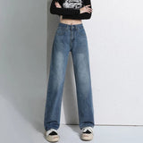 Vintage Wide-Legged Female 2025 New Explosive High-waisted Straight Loose Small Drag Jeans