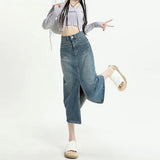 2025 New High Waisted Small Package Hip Half-Body Skirt Jeans