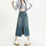 2025 New High Waisted Small Package Hip Half-Body Skirt Jeans