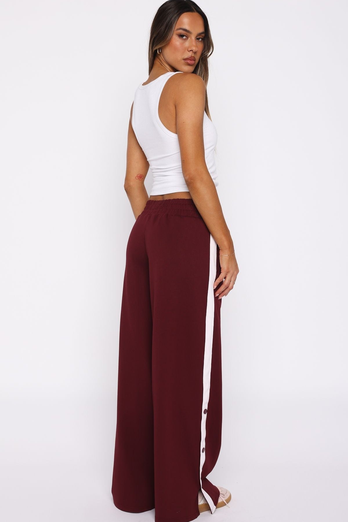 Our Bridges Burned Wide Leg Pants Burgundy