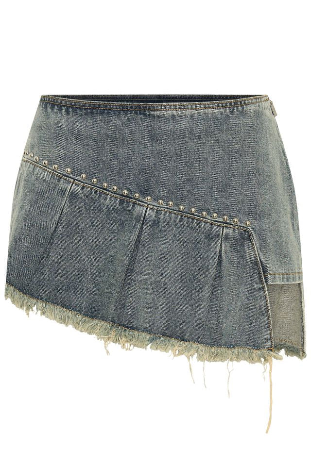Sweet And Sour Denim Mini Skirt Sand Wash
