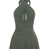 Golden Nights Mini Dress Olive