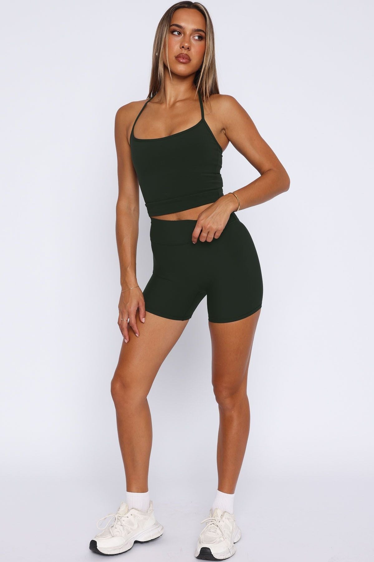 Keep Up High Waisted Shorts 4" Forest