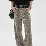 Retro Leopard Print High-Waist Street Loose Jeans