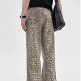 Retro Leopard Print High-Waist Street Loose Jeans