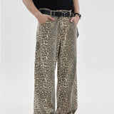 Retro Leopard Print High-Waist Street Loose Jeans