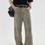 Retro Leopard Print High-Waist Street Loose Jeans