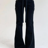 Weekeep Brown Low Rise Slim Flared Bottom
