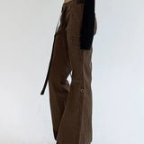 Weekeep Brown Low Rise Slim Flared Bottom