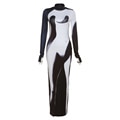 Weird Puss Gradient Women Maxi Dress Skinny Stretchy Long Sleeve O-Neck Trend Bodycon