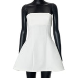 White A-line Strapless High Waist Summer Fashion Sleeveless Slim Mini Dress
