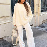 White O Neck Loose Knitted For Women Fashion Long Sleeves Oversize Sweater