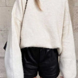 White O Neck Loose Knitted For Women Fashion Long Sleeves Oversize Sweater