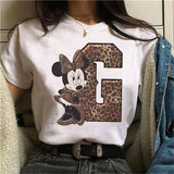 White Tshirts Minnie Mouse Font A B C D E F G Short Sleeve
