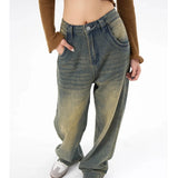 Retro American High-Waisted Drop Streetwear Fashion Denim Jeans