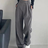 Elastic Waist Bow-knot Pleated Patchwork Wide Leg Dress-up Loose High Waist Female Trouser