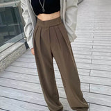 Elastic Waist Bow-knot Pleated Patchwork Wide Leg Dress-up Loose High Waist Female Trouser